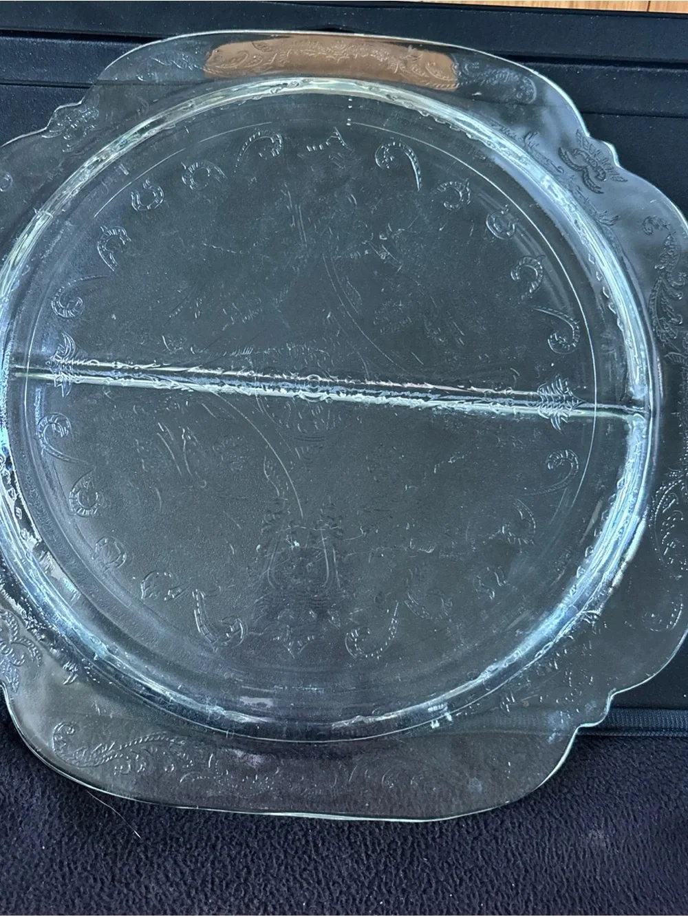 Clear Embossed Glass Serving Platter - Elegant Clear Design
